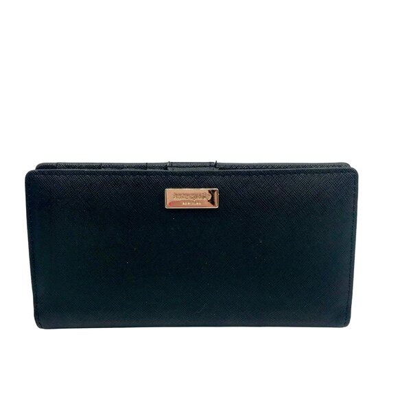 Kate Spade Black Saffiano Leather Laurel Way Stacy Bi-Fold Wallet - Picture 1 of 10
